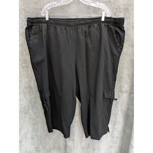 Womens Pants Plus Size 2X Black Capris Cargo Casual
